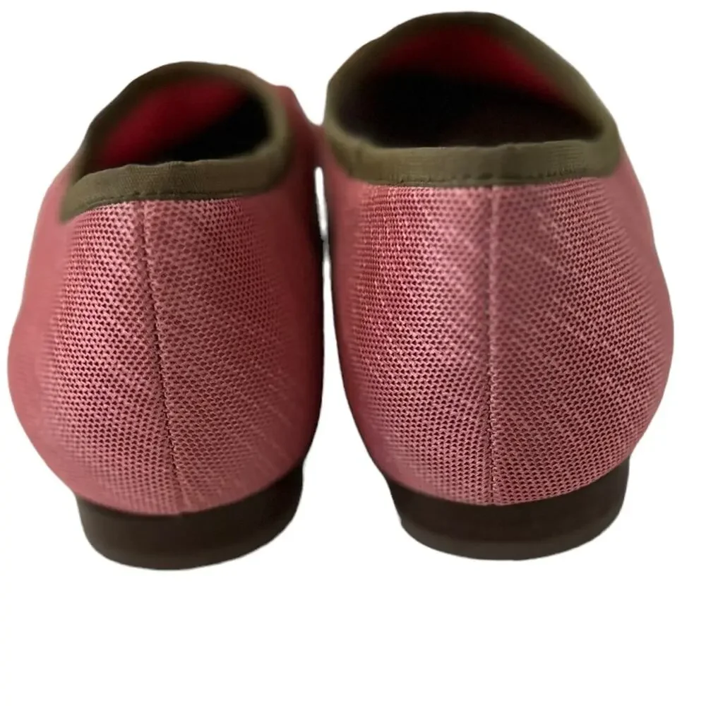 Lori Goldstein pink brown‎ trim knit uppers leather sole flats size 8M - Picture 8 of 10